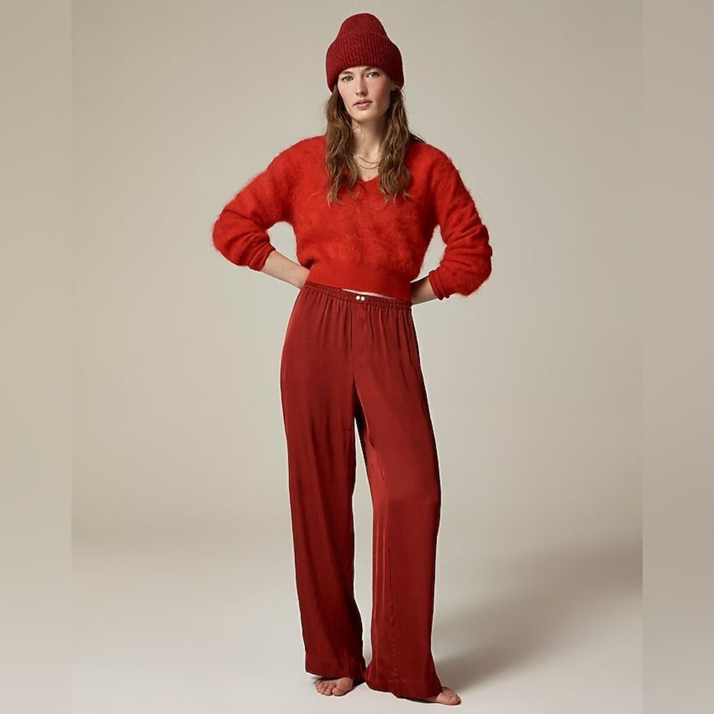 NWT J CREW Soft shine pajama pant in Berry Sangria - Picture 2 of 7